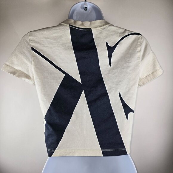 Calvin Klein Woman's T-Shirt Crop Top Black & White Short Sleeve Casual Comfort - Picture 2 of 7